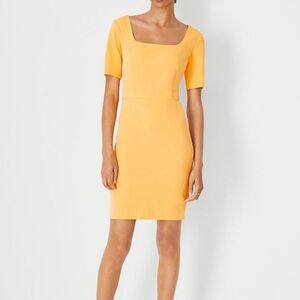Ann Taylor NWT Women’s Scoop Neck Short Sleeve Sheath Dress Size 14 Citrus Sun